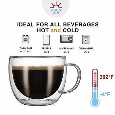 CnGlass 8oz Double Wall Glass Coffee Mugs,Clear Insulated Espresso