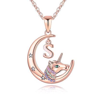 STORUP Unicorns Gifts for Girls Necklaces - Unicorn Necklace for Girls Teen Girls  Gifts S Initial Unicorn