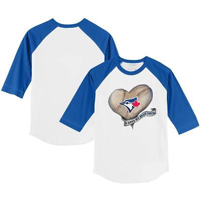 Youth Atlanta Braves Tiny Turnip White/Navy Base Stripe 3/4-Sleeve Raglan  T-Shirt