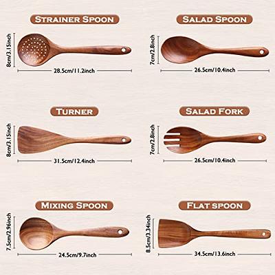 Kitchen Utensils Set, NAYAHOSE Wooden spoons for Cooking Non-stick Pan  Kitchen Tool Wooden Cooking Spoons and Wooden utensil storage wooden barrel  - Yahoo Shopping