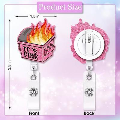 ERHACHAIJIA It's Fine Retractable Pink Glitter Badge Reel with