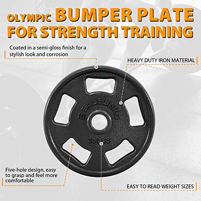 Balelinko 2-Inch Olympic Grip Plate Cast Iron Weight Plate for Strength Training, Weightlifting and Crossfit, Sold in Single or Pair - 2.5LB-45LB