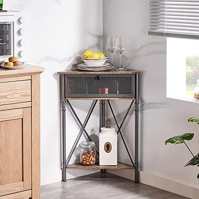 VECELO 3-Tier Corner Shelf/Organizer with Storage Cabinet