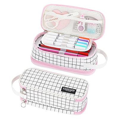 Sooez Large Pencil Case Pouch, Extra Big Pencil Bag with 5 Compartments,  Pen Bag Wide Opening, Soft Corduroy Pencil Pouch Organizer with Zipper,  Cute