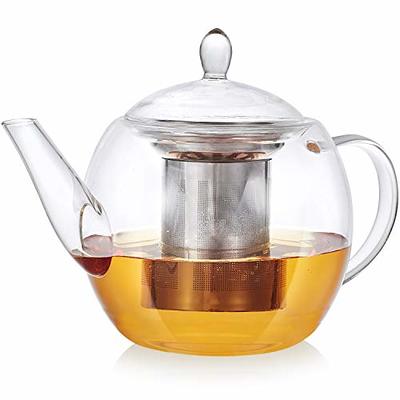 Teabloom Stovetop & Microwave Safe Glass Teapot (40 OZ) with