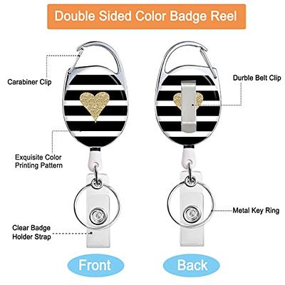 Badge Reel Retractable Badge Holder with Retractable Keychain for Keys Cute Name  Nurse Decorative Badge Reels with Belt Clip on ID Card Holders (Golden Love  Heart) - Yahoo Shopping