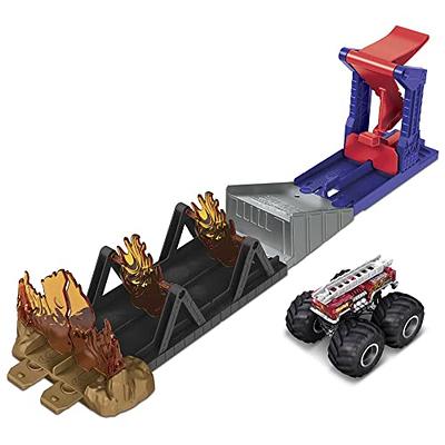 Hot Wheels Monster Trucks, Transporter and Track with 1:64 Scale Toy Truck  