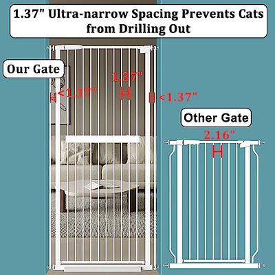 WAOWAO 55.11 Extra Tall Cat Pet Gate 33.07-36.22 Wide Pressure Mounted  Walk Through Swing Auto Close Safety White Metal Kids Dog Pet Puppy Cat for