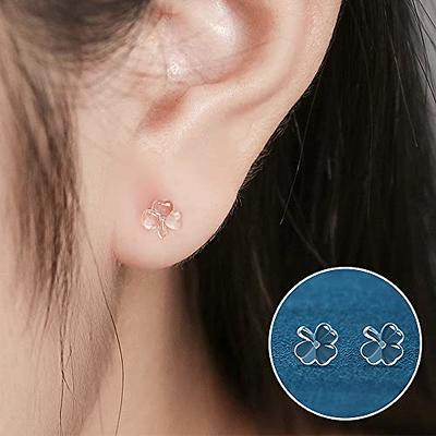 Clear Plastic Earrings for Sports, Clear Stud Earrings, Ball Invisible Earring Posts for Sensitive Ears with Soft Rubber Earring Backs for Surgery and