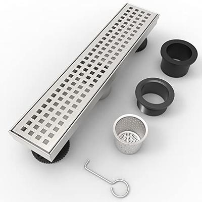 WEBANG 6 inch Square Shower Floor Drain with Flange,Quadrato Pattern Grate