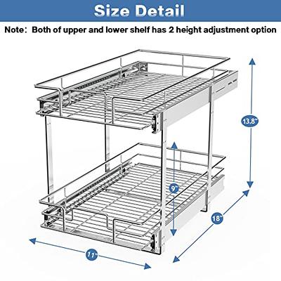 LOVMOR 2 Tier 11 W x 18 D, Individual Pull Organizer Kitchen Cabinet  Storage Sliding Shelves - Yahoo Shopping