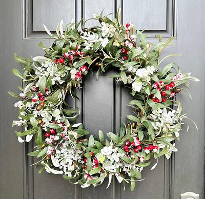 Faux Olive Branch and Grapevine Wreath