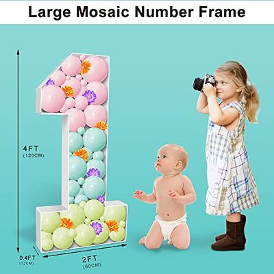 Mosaic Balloon Frame Marquee Light Up Numbers Large Foam Board Sign Cut-out  for Children Birthday Backdrop Anniversary Decoratio