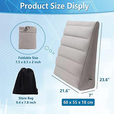 Hinzonek Portable Inflatable Wedge Pillow, Leg Elevation Support, Triangle Bed  Wedge Pillow for Sleeping Acid Reflux, Traveling, Vacation,Reading, After  Surgery, Head Shoulder, Back, Knee, GERD,Gray 