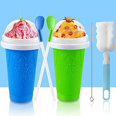 Nostalgia Snow Cone Shaved Ice Machine - Retro Table-Top Slushie Machine -  Includes 1 Reusable Plastic Cup and Ice Molds, White, Green