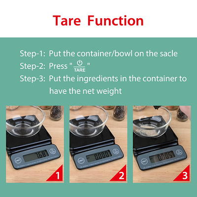 KitchenTour Digital Kitchen Scale 3000g/0.1g High Accuracy Precision Food  Meat Scale with Small 2 Trays,6 Units(2*Batteries Included) 