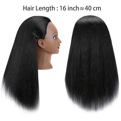 Traininghead 20-22 Female 100% Human Hair Mannequin Head Hair Styling Training Head Cosmetology Manikin Head Doll Head for Hairdresser with Free