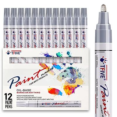 SUPKIZ Paint Marker Pens, 24 Colors Fine Point Oil-Based Waterproof Fancy  Markers, Quick Dry Permanent Push Pen for Engineer Fine Work, Mark Metal