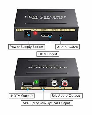 HDMI Audio Extractor Converter HDMI to HDMI & Optical SPDIF + RCA L/R  Stereo