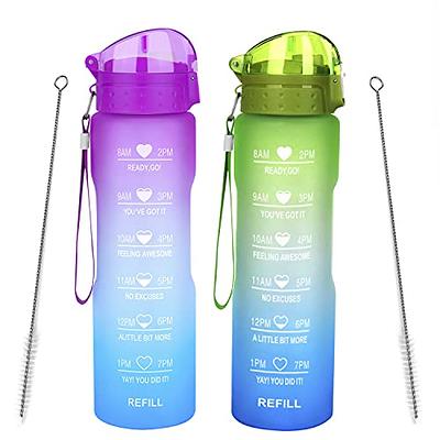 32oz Water Bottles with Straw, with Time Marker, Leakproof & BPA