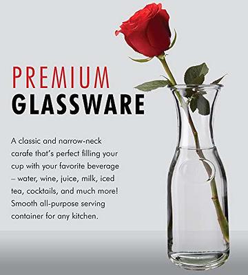 1 Liter Glass Carafe - Elegant Wine Decanter and Drink Pitcher - Carafe Set  of 2 - Narrow Neck For Comfortable Grip, Wide Mouth For Easy Pouring 