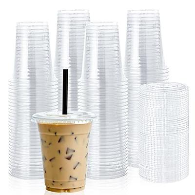 VITEVER 100 Sets - 16oz Plastic Cups with Lids and Straws Disposable Cups  for Iced Coffee Smoothie Milkshake Cold Drinks - Clear 16 OZ