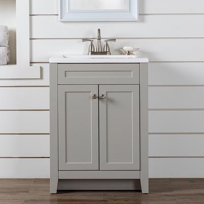 Project Source 30-in Gray Single Sink Bathroom Vanity with White Cultured  Marble Top in the Bathroom Vanities with Tops department at