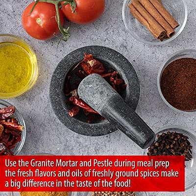 Maxam Mortar and Pestle Set - 5 Inch - Heavy Natural Granite Spice Grinder  Bowl, Herb Crusher, Make Fresh Guacamole at Home - Yahoo Shopping
