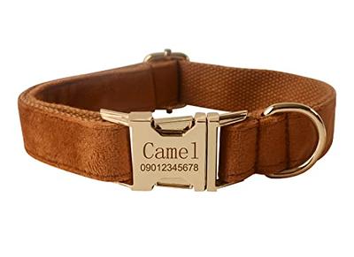  Handmade Personalized Bridle Leather Dog Collar Engraved Pet  Name, Copper/Rose Gold Tone Hardware (Black) : Handmade Products