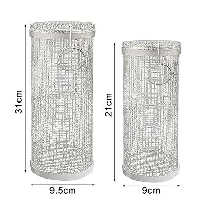 CAKEASY BBQ Net Cylinder, Rolling Grilling Basket, Stainless Steel Wire  Mesh Cylinder Grill Basket, Portable Outdoor Camping Barbecue Rack for