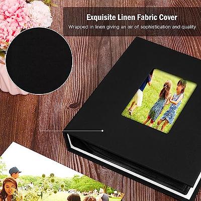 Small Photo Album 5x7 Holds 72 Photos 2 Pack, Photo Album 5x7 Leather Cover  with Front Window, 5x7 Photo Album Book, Black Inside Pages 5x7 Photo