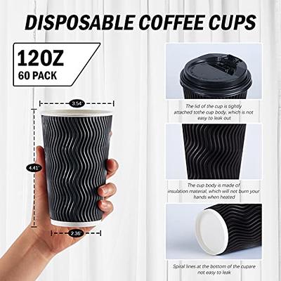 Lamosi 60 Pack 12 oz Disposable Coffee Cups with Lids, Paper