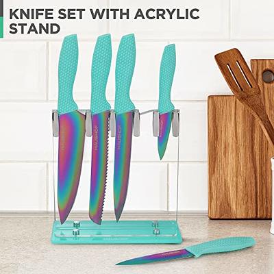 Rainbow Damascus Knife Set 6Pcs Non Stick Sharp Kitchen Knives Set