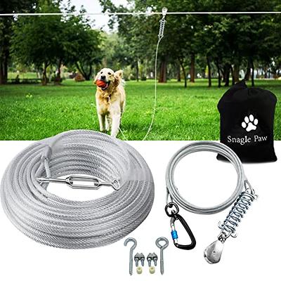 Dog Tie Out Runner Cable for Yard, Heavy Duty Dog Trolley System for Large  Dogs,100ft Dog Zipline Aerial Run with 10ft Pulley Runner Line and Cable  Sling for Yard, Outside, Camping 
