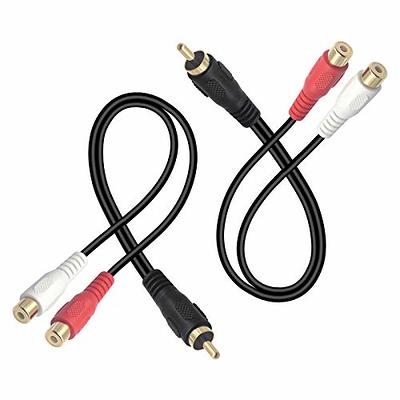 Poyiccot RCA to 1/4 Adapter Cable, 6.35mm 1/4 inch TRS Stereo Jack Female  to 2 RCA Male Plug Y Splitter Adapter Cable 25cm/10inch (635F-2RCAM)