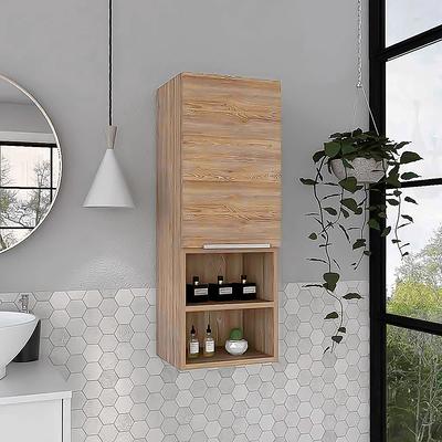 Modern Wood Medicine Cabinet, Compact Bathroom Medicine Cabinet with 1 Door  and Open Shelves, 32.08 H x 11.81 W x 9.96 D - Yahoo Shopping