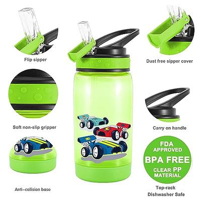 4- pack Kids Water Bottle with Straw for School 13 oz Spill Proof