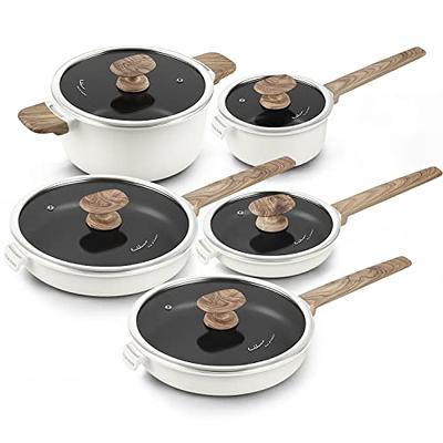 Bobikuke 10 Pcs Nonstick Cookware Set, Non Stick Pots and Pans Set