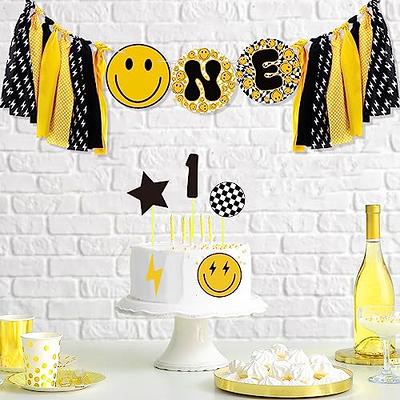 Therwen One Happy Dude High Chair Banner Lightning Smile Face First  Birthday Banner One Happy Dude Birthday Decor Groovy Hippie Party Supplies  for Kids 1st Birthday Baby Shower Photo Props - Yahoo