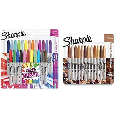 SHARPIE Color Burst Permanent Markers, Fine Point, Assorted Colors, 24 Count