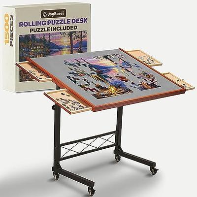  Becko US 1500-piece Jigsaw Puzzle Table with Legs, Adjustable  Puzzle Board with Cover Mat for Adults, 5 Tilting Angle & Height  Adjustment, Stand Up Puzzle Tables, Enclosed with 4 Wheels, Easy