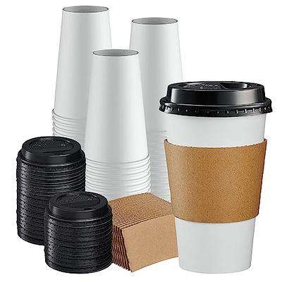 Choice 16 oz. Coffee Print Poly Paper Hot Cup and Lid - 100/Pack