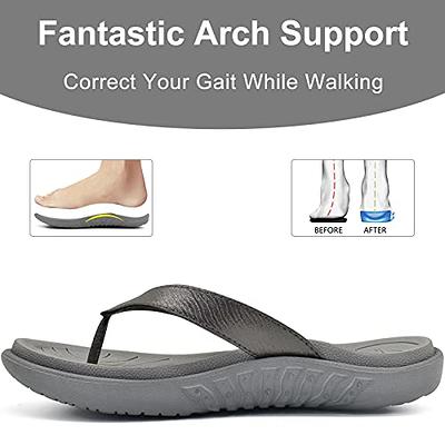 Womens Fashion Orthotic Flip Flops Ladies Slip On Lightweight Comfortable  Thick Cushion Yoga Mat Thong Sandals With Plantar Fasciitis Arch Support 