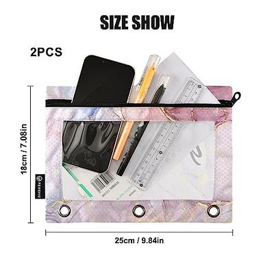 12 Pack Pencil Pouch 3 Hole Binder Zipper Pen Pouches Cloth Pencil Case for  Office College School Supplies Cosmetics 