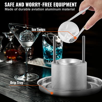 BENTISM Ice Ball Press Ice Ball Maker 2.4/60 mm Ice Press Kit for Whiskey  Silver