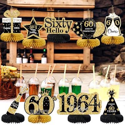 60th Birthday Decorations Cake Topper,60th Cake Toppers for Women Men 60th  Birthday Cake Decoration,Hello60 Happy Birthday Topper Gold Cake