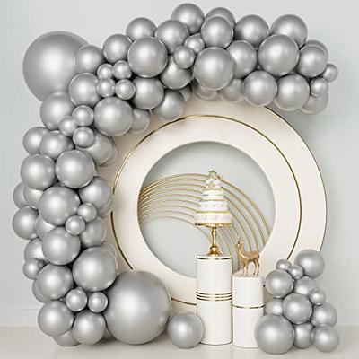 White and Silver Balloon Garland Arch Kit - Metallic White Silver