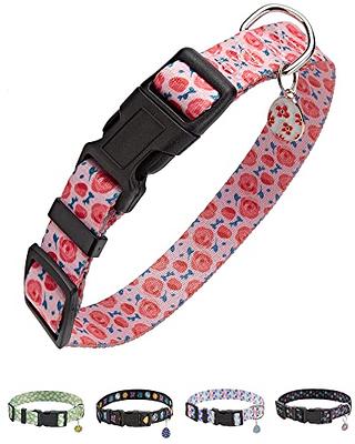 Cute Girl Dog Collars for Small Medium Large Dogs, Floral Pattern Female Pet Dog Collars with Flower for Wedding Holiday, Size: Medium (Neck 13-21