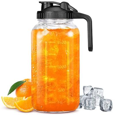 Glass Pitcher with Lid, 2 Quart(64oz) Mason Jar Pitcher with Pour