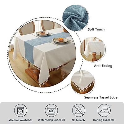 Laolitou Cotton Linen Waterproof Tablecloth for Dining Table Farmhouse  Kitchen Rectangle Table Cloth Coffee Wrinkle Free Table Cover, Beige,  Coffee